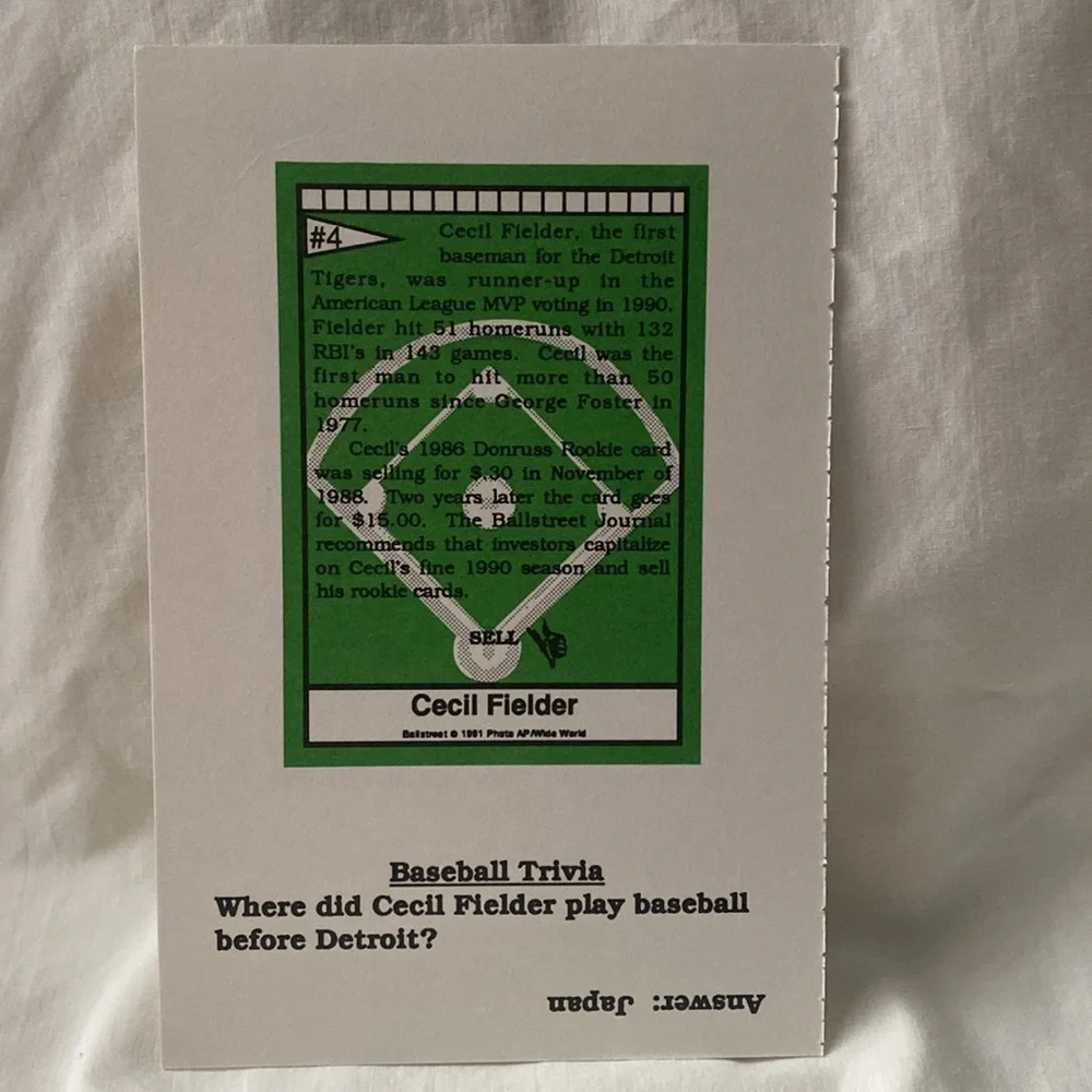 1991 BallStreet Cecil Fielder (MISC14)